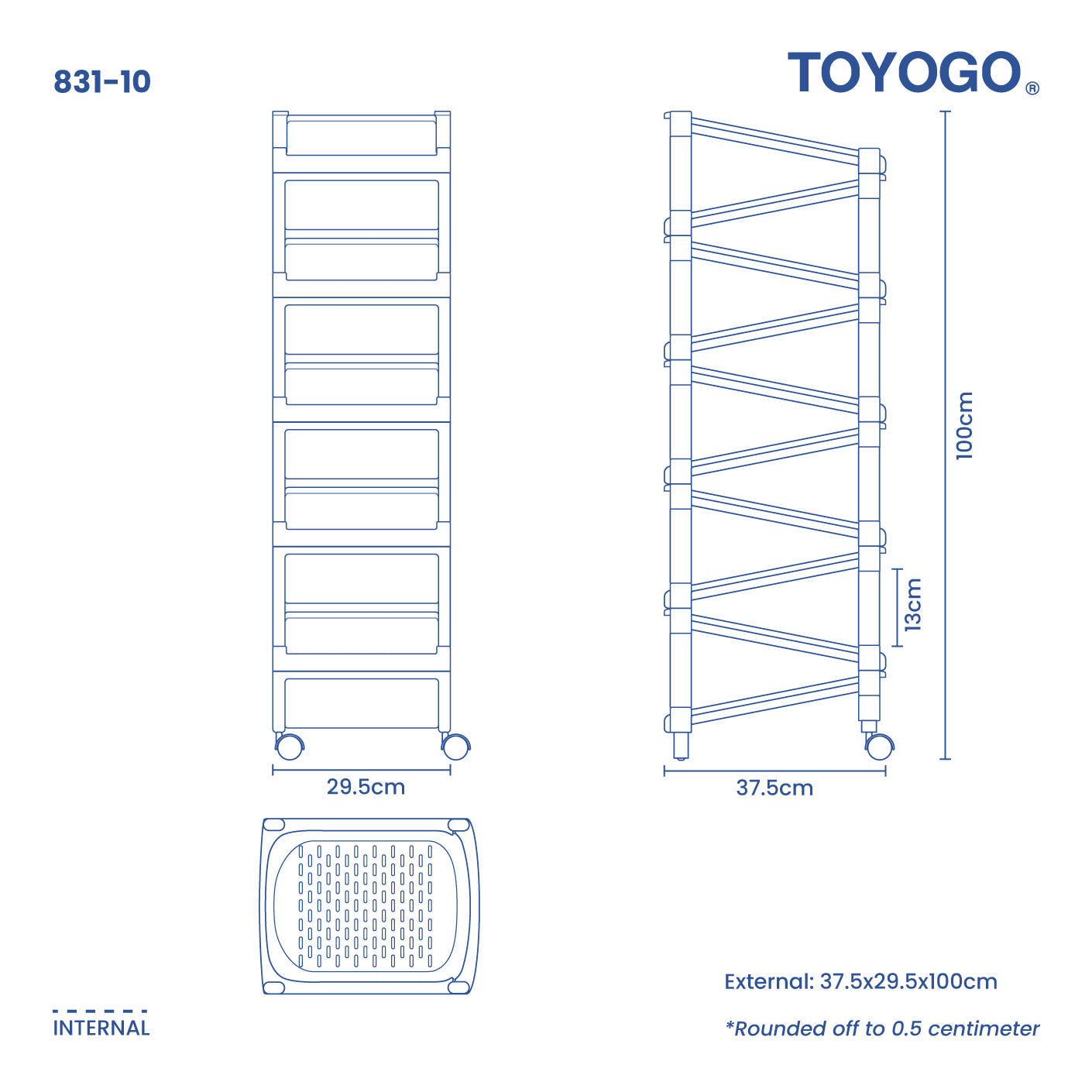 10 TIER SHOE RACK W WHL (831-10)