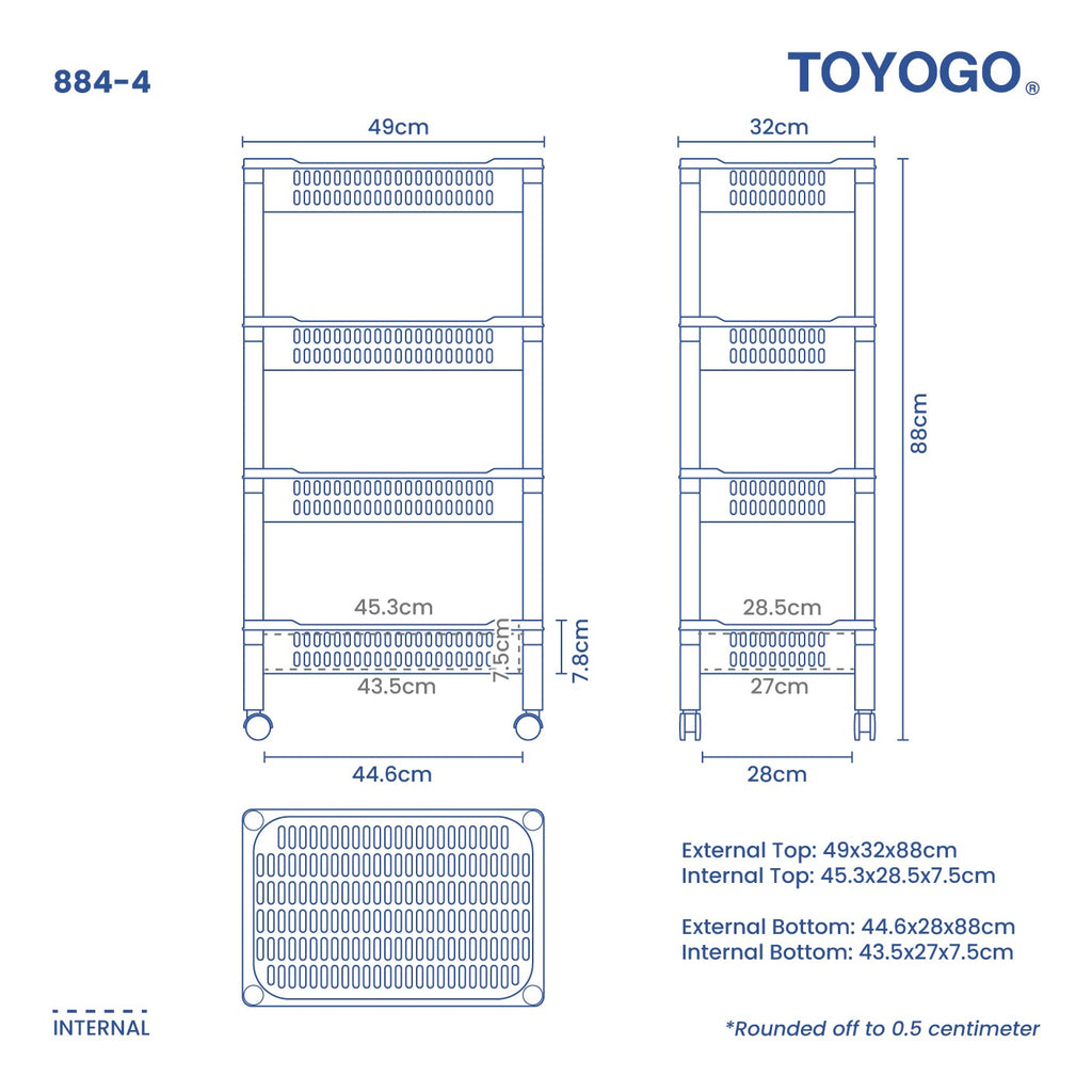 4 TIER BASKET TROLLEY (884-4)